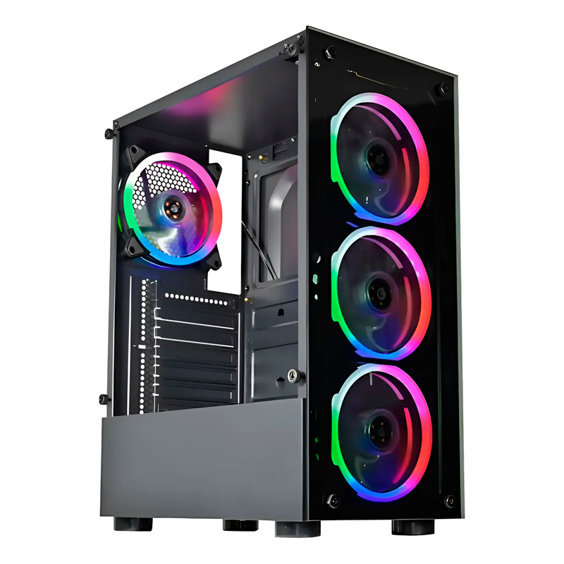 GABINETE GAMER ELITE MULTICOLOR ATX C/3FANS RGB PRETO CG-10W5 K-MEX