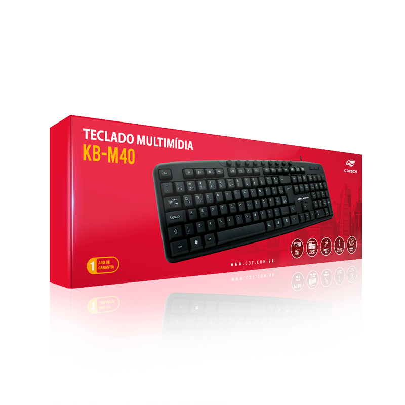 TECLADO MULTIMIDIA KB-M40BK PRETO USB C3 TECH